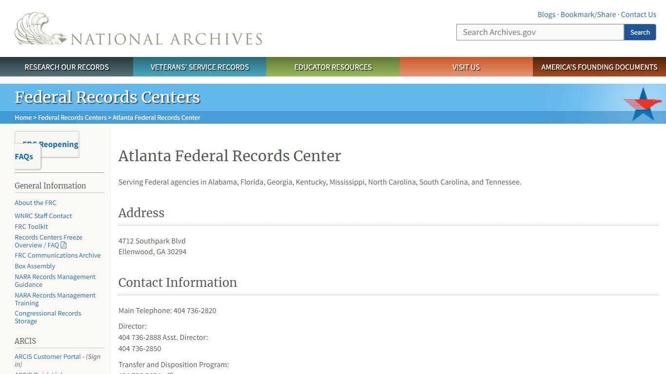Atlanta Federal Records Center | National Archives